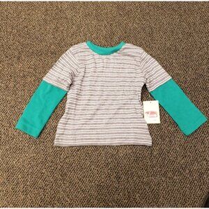 Harper Canyon Boy's Grey/Green Striped Shirt Size 2